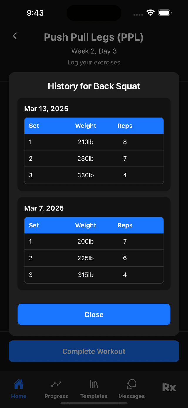 Exercise History